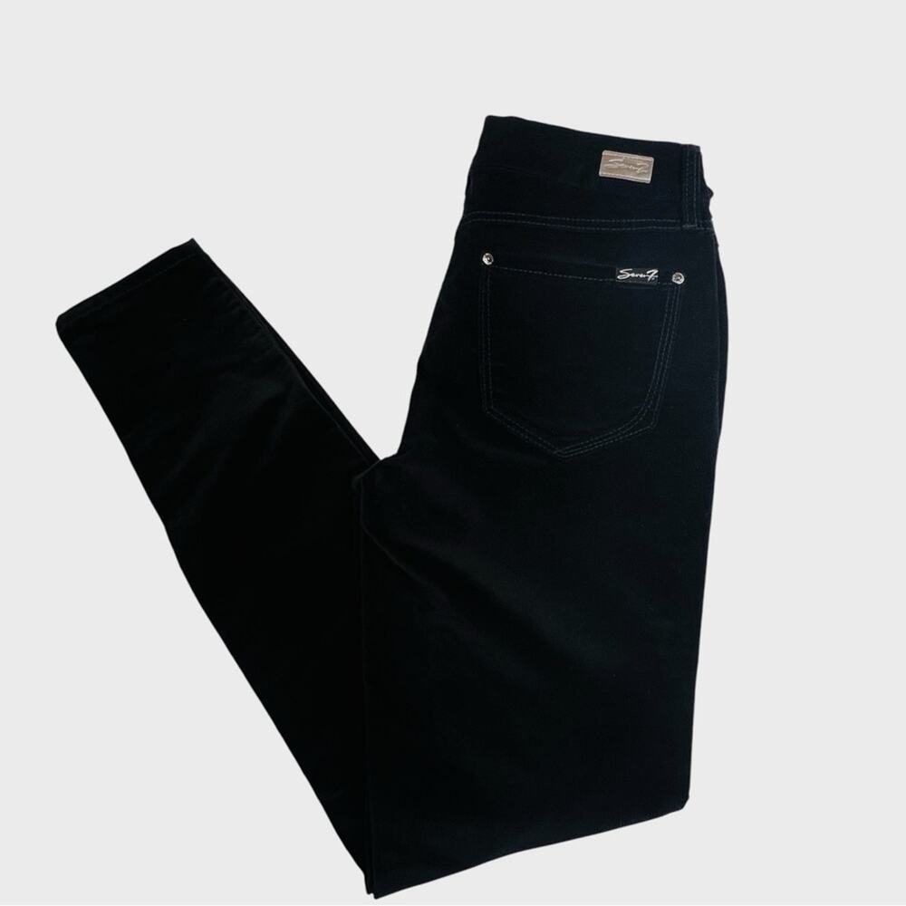 Seven7 Womens Velvet High Rise Tummyless Skinny Jean Size 4 Black MY1975VE